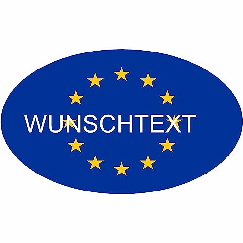 Kiwistar Klebeetiketten - Aufkleber - Fahne - Flagge - Europa - 10x6,6 cm - mit Wunschtext - Name - personalisiert - Namensaufkleber - Autoaufkleber - Racing