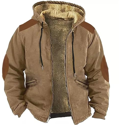 L9WEI Softshelljacke Herren, Herren Winterjacke mit Kapuze Warm Gefüttert Steppjacke Jacke Männer Verdickter Warm Übergangsjacke