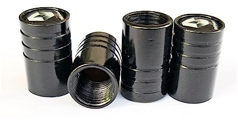 Set di 4 tappi per valvole in alluminio adatti per Renault con logo Style per auto, bicicletta, moto. Coperchio in metallo (Ren. nero)