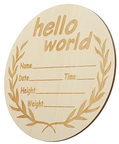 SAFIGLE Rundes Geburtsanzeigeschild mit Feiner Verarbeitung Basswood Sperrholz Beige Stilvolles Namensschild zur Hausdekoration für Neugeborene und Babys