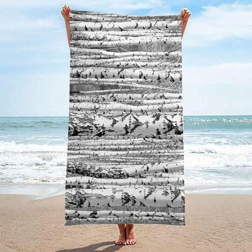 okoikfc 3D Strandtuch 90x180 cm Weiße Birke Badetuch Groß Weiße Birke Microfaser Handtücher Weich Schnell Trocknen Strandhandtuch Herren Frauen Badetücher, Strandtücher Strandlaken Handtuch A1194