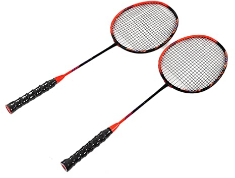SPYMINNPOO 2-teiliges Badmintonschläger-Set, Badmintonschläger-Set, Professioneller Leichter Badmintonschläger, Rahmen aus Carbonlegierung, Senior-Doppelschläger-Set, Badminton-Hinterhof