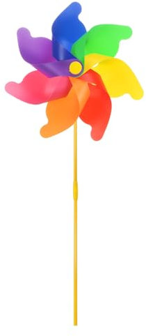 sourcing map Rainbow Pinwheels 28.7 Inch 7 Leaves Wind Plastic Windmill for Party Decorations Outdoor Decor Lawn Yard Garden Patio, Colorful