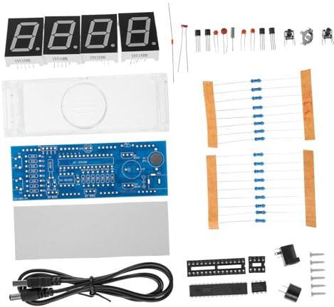 Ciieeo Scm LED Digitaluhr Bausatz mit Gehäuse EIN Chip Mikrocomputer Uhr Satz Einfache Digitale Uhr Selbstgemacht Blaue LED Anzeige Hardware für Heimwerker