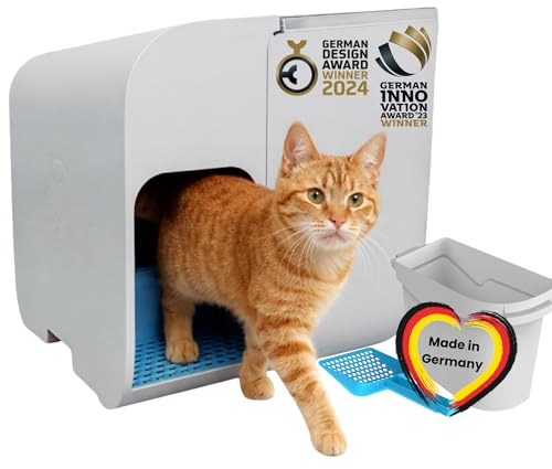 elly&bruce Katzentoilette Cloou® XL (weiß) | Geschlossenes Katzenklo mit Deckel | Ideal für große Katzen & Stehpinkler | Keine Streu auf dem Boden | Weniger Geruch | Design & Qualität Made in Germany