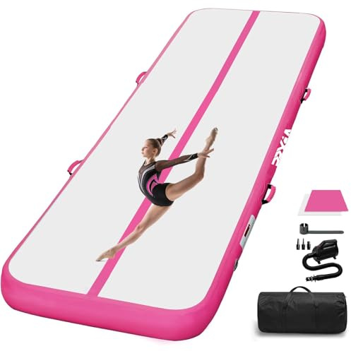 PPXIA Gymnastikmatte Air Matte Track 3M/4M/5M/6M, Turnmatte Tumbling Matten 10/20CM Höhe mit Komplettes Zubehör, Aufblasbar Gymnastik Matten für zuhause Outdoor Yoga