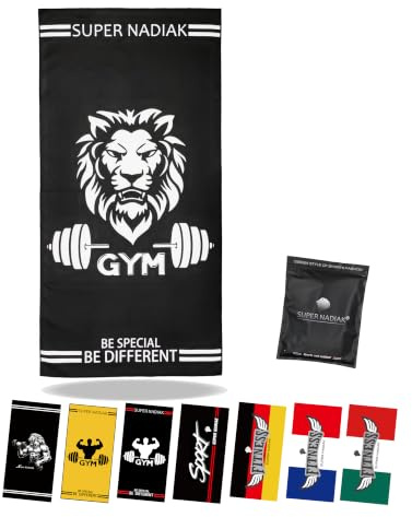NADIK®Serviette de Sport en Microfibre - Serviettes de Sport pour Hommes - Lingette de Gym, Accessoires de Fitness (Noir/Blanc/Leo)