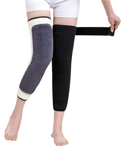 JIAHG Genouillères Thermiques en Peluche Femmes Jambières Longues d'Hiver Doux Épais Chaud Guêtres pour Cyclisme Camping Randonnée Ski et Neige Protège-genoux Coupe-vent et Anti-froid