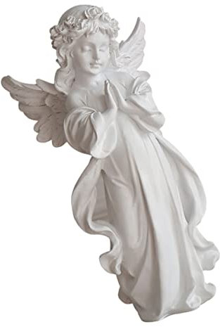 LIFKICH 1stück Engel Statue Aus Resin Charmante Figur Für Heimdekoration Vintage Blütenengel Skulptur Süßer Engel Ornament Für Garten Und Tisch Europäischer Stil