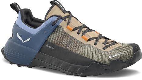 Salewa Men's Wildfire NXT GTX Shoes - Waterproof Gore-Tex Trail Shoe for Hiking & Trekking - Quicksand/Dark Denim - 10.5
