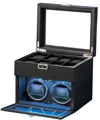 HEYOUTH Remontoir Montre Automatique,Boîte de Remontoir Automatique,Watch Winder avec Moteur Silencieux,Boîte à Remontoir de Rangement,pour remontage mécanique (Carbon Fiber)