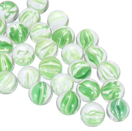 sourcing map Glass Beads,1set Round Glass Gemstone Green 0.60lbs (0.63) Glass Marbles Pebbles for Vase Fillers Aquarium Decor DIY Craft