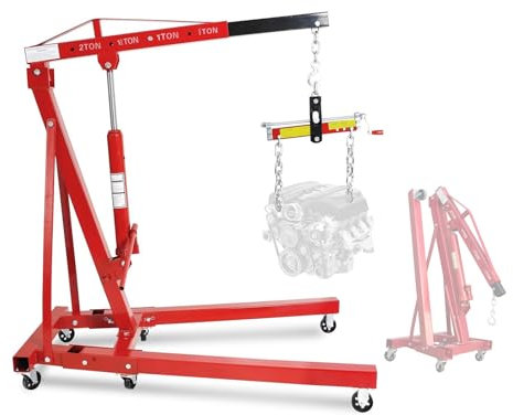 Paranco del motore da 2 tonnellate, gru idraulica pieghevole del motore, con 6 Casters&Engine Leveler, ascensore del motore for l'officina del garage, capacità di carico di 4400 libbre