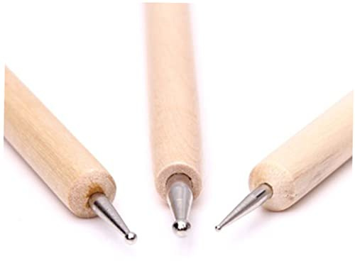 LIFKOME Juego De 3 Herramientas Para Esculpir Arcilla y Cerámica Punta Esférica, Mango De Madera Color Madera, Para Artistas y Manualidades, Uso Proyectos Artísticos y Modelado Artesanal