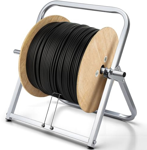 Hicarer Durable Single Axle Cable Caddy 16 x 20 Inch Wire Spool Rack Holder Commercial Industrial Steel Wire Rack Dispenser for Cable Reels Dispenser up to 100 lb Capacity