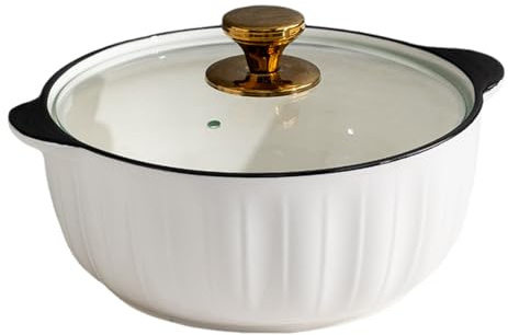 Eleeonora Ceramic Casserole Dish With Lid,Traditional Clay Pot Cooking,Double Handle Lid Ceramic Tureen Soup,Large Capacity,Suitable For Microwave Oven,Steamer,Refrigerator