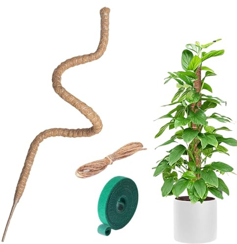 Poteau en mousse de coco pliable pour plantes grimpantes Monstera pour plantes grimpantes, support pour plantes grimpantes pour intérieur ou extérieur avec attaches de câble et ruban adhésif pour