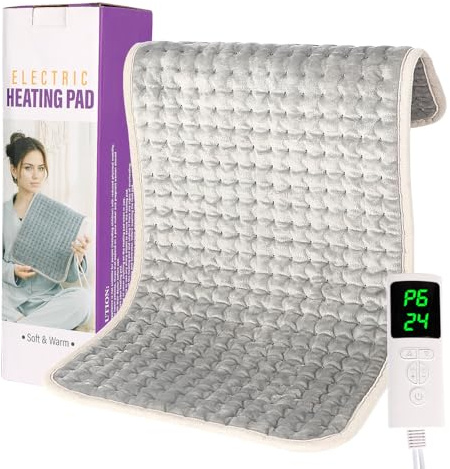iulrtba Electric Heat Pad for Back Neck Shoulder Belly -30x60cm | 12'' x 24'' Heated Pad with 9 Heat Levels and 4 Timer Setting, Electric Heating Pad Fast Heating & Machine Washable