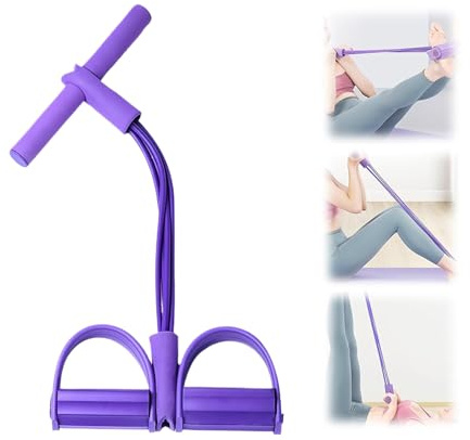Bandes De Résistance Fitness | Bande De Résistance À La Pédale À 4 Tubes | Force De Traction Élastique avec Pédale De Traction pour Chevilles, pour Ventre/Taille/Bras/Jambe/Étirement/Entraînement