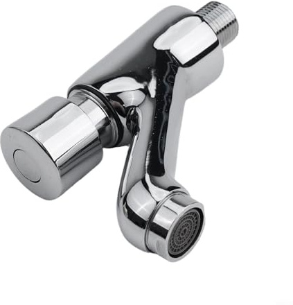 Niceminiwall Rubinetto per lavabo da bagno a chiusura automatica, valvola di ritardo a leva singola con pulsante per montaggio a parete, rubinetto in ottone cromato, spegnimento automatico
