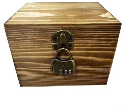 Caja de almacenamiento con tapa abatible de madera con bloqueo de contraseña para organización de joyas y cosméticos, solución de almacenamiento segura y elegante para el hogar