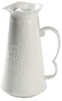 Brocche Brocca for acqua vintage in porcellana bianca goffrata da 1,2 l, bollitore for caffè in ceramica for bar, teiera fiorita for cerimonia del tè Caraffe da Tavola Brocche