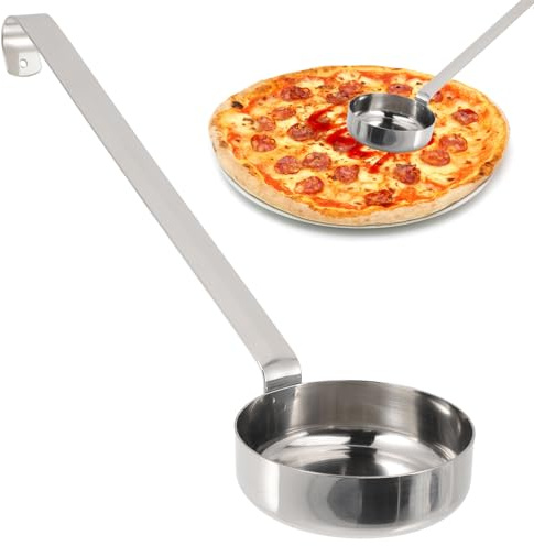 SOIMISS Cuillère à Sauce Pizza Inox à Manche Long Louche Plate pour Service de Sauce et Huile Chaude Ustensile de Cuisine et Facile à Utiliser