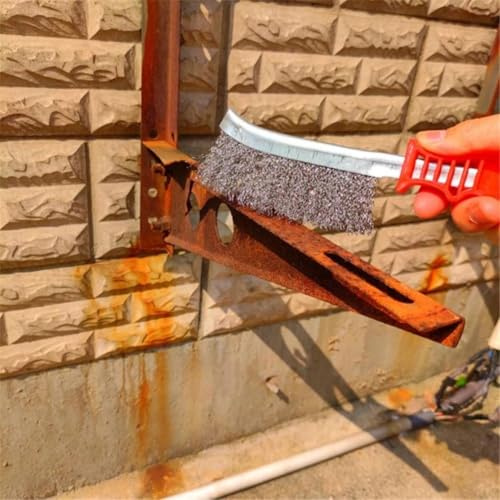 Steel Wire Brush for Barbecue Cleaning with Plastic Handle, 700mm Copper Wire Brush for Rust Removal and Grill Cleaning, Pack