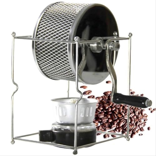 Torréfacteur manuel de grains de café, tambour en acier inoxydable avec jauge de température et manivelle, rouleaux en acier inoxydable de qualité alimentaire pour expresso, usage domestique
