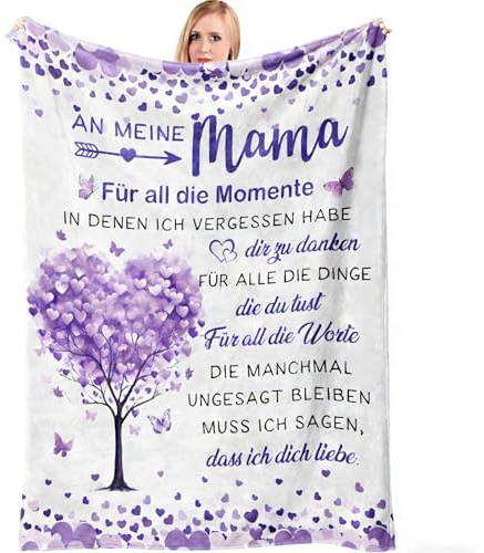 PRSTENLY Mama Geschenk, Geschenke für Mama, Geschenk Mama's Geburtstag Lila | Muttertagsgeschenk, Geschenk Mama Weihnachtszeit Geburtstag, Flanell Decke für Mama von Sohn Tochter