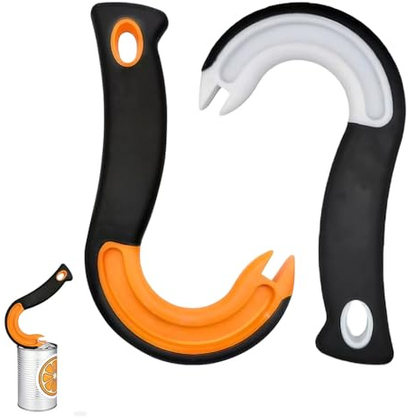 Ring Pull Can Opener Aid, J Shaped Ring Pull Can Opener, 2 Pcs Bottle Openers Set for Arthritic Hands and Elderly Weak Hands, Durable, Non-Slip Handle Easily Opens Cans and Bottles (2 Colors)