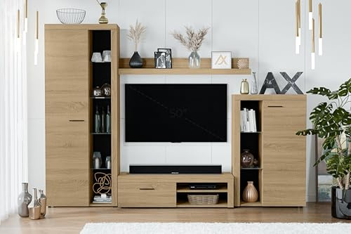 AXLIVING Spacoro Wohnwand Geölte Eiche Wohnzimmerschrank 270 cm