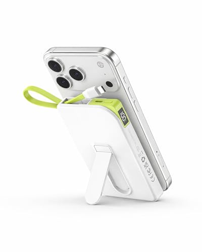 for MagSafe Power Bank iPhone 12-17, Portable Charger with USB-C Cable | Foldable Stand for Portrait & Landscape Viewing,14 N Strong Magnetic Hold,10000mAh Capacity,22.5W Fast Charging,LED Display