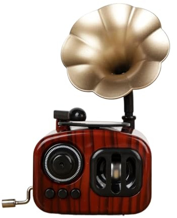 TFAOYS Batterie-Handkurbel, Grammophon, Spieluhr, Phonograph-Modell, Schreibtischregal, Ornament, Geburtstagsgeschenk, Sammler-Spieluhr