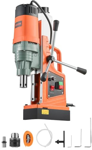 VEVOR 1550 W Taladro Magnético, Diámetro de Perforación 50 mm, Fuerza de 13000 N, Velocidades Ajustables de 0-550 RPM, Taladro Magnético Portátil, Herramianta Industial para Construcción Renovación