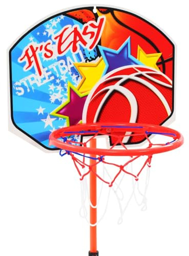 LoogCape Canasta de baloncesto para niños con soporte ajustable y juego de pelotas para interior y exterior, juguete deportivo para habitación de niños y jardín, promueve la motricidad, juego de