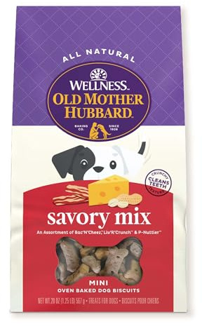 Wellness Old Mother Hubbard Classic Savory Mix Dog Biscuits, Natural Training Treats, 3 Flavors, Mini Size, 20 oz Bag