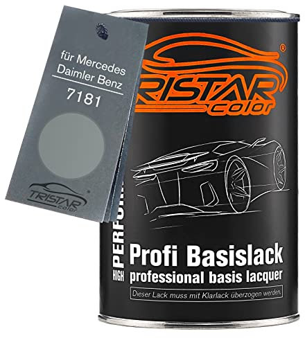 TRISTARcolor Autolack Dose spritzfertig für Mercedes/Daimler Benz 7181 Atlasgrau Metallic/Atlas Grey Metallic Basislack 1,0 Liter 1000ml