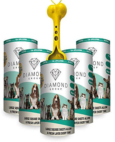 Diamond Group Lint Roller Extra Sticky 20mt long Square Brown Paper Sheets. Ideal for Clothes Hair Pets Sofas Carpets Seats Lint Dust. 100% Made In Italy.