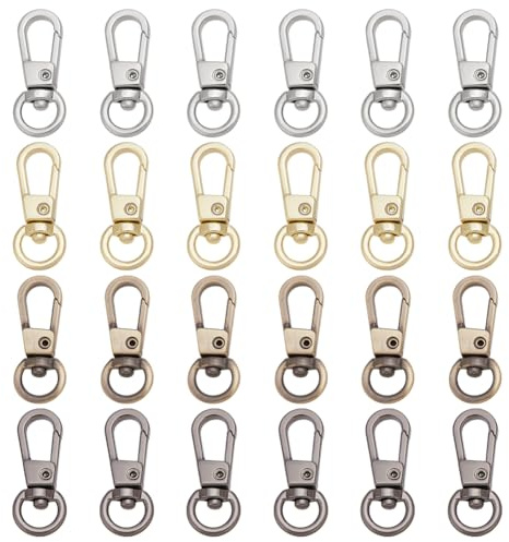 PandaHall 24 Stück 4 Farben Alloy Swivel Trigger Karabinerverschlüsse 360 ° Swivel Trigger Karabinerhaken für Schlüsselbund Schlüsselanhänger Schmuckzubehör Herstellung von Handtaschen Kette Schnallen