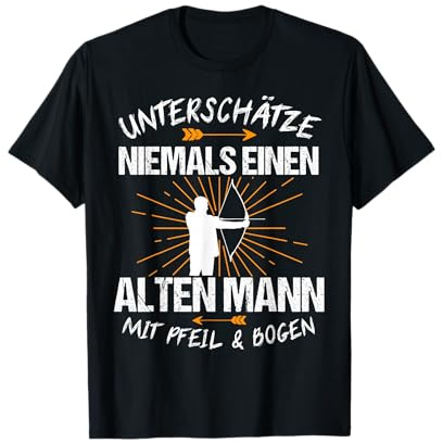 Bogenschiessen Langbogen Bogenschützen Sport Motiv Bogensport Bogenschiessen Bogenschütze Pfeil Geschenk T-Shirt Schwarz S Kurzarm Klassisch Passform T-Shirt Herren Männer S