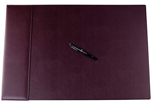 DELMON VARONE - personalisierbare Schreibtischunterlage mit Klappleiste 65 x 45 cm inkl. Block & Kalender 2026/2027 Lederimitiat Wein-Rot - Rutschfeste Kunstleder Schreibunterlage abwischbar