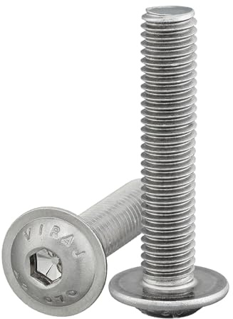 DSM – Linsenkopfschrauben M8 x 45 mm – 10 Stück Flansch, Innensechskant | Edelstahl A2 – nach ISO 7380-2 [TrueSpec Präzision] – Schrauben rostfrei – Vollgewinde – Flachkopfschrauben Möbelschrauben