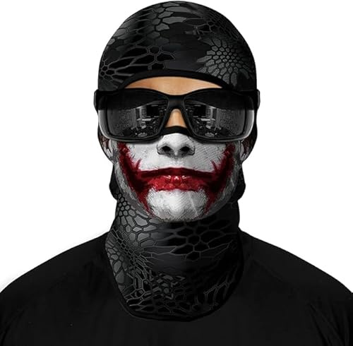 ShopINess Unisex 3D Winter Balaclava for Adults Face Cover for Motorbike, Cycling, Sports, Hiking, and Outdoor Activities, Classic Design, One Size Fits All, Movie Characters (Joky) Multicoloured