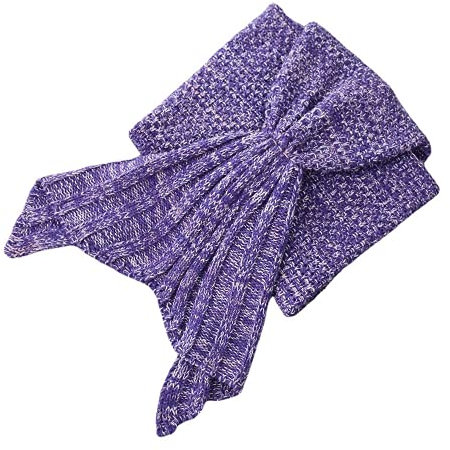 Linghe Nordic Decke Meerjungfrau Schwanz Decke Strickdecke Osmanthus Nadel Nachahmung Kaschmir Linie Decke Warme Decke (Lila,180 x 90 cm)