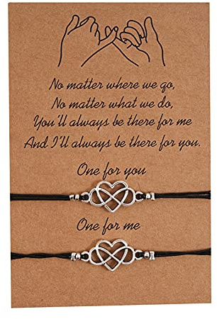 YALLNASL BFF Friendship Bracelets Gift for 2 Best Friends Matching Bracelet for Mom and Son Daughter Heart Infinity Bracelet for Women Men Promise Bracelets for Couples Besties