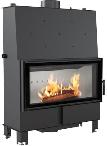 KRATKI Wasserführender Kamineinsatz Lucy 20kW Ø200 BImSchV 2 EEK A+ schwarz | Wasserführender Kamineinsatz, schwarz, 82% Wirkungsgrad, raumluftunabhängig, für Zentralheizung, Ecodesign, Glasfront