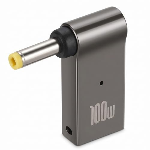 Adaptador USB C Hembra a CC Macho, 100 W PD Tipo C a 4,0 X 1,7 Mm Adaptador de Puerto de Carga para Portátil, Adaptador PD de Carga Rápida, ángulo de 90 Grados para Dispositivo de Puerto de Carga de 4