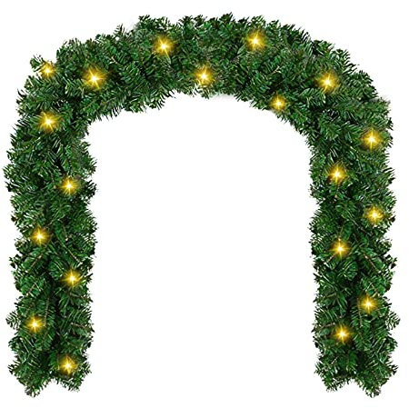 Ikodm 5m Weihnachtsgirlande, Künstlich Tannengirlande mit 100 LEDs Warmweiß, 8 Beleuchtungsmodi verfügbar Weihnachtsdeko für Hausgarten Urlaub Hochzeit Party Treppen Kamine