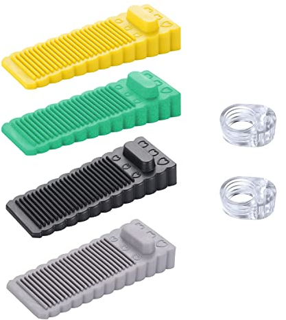 4 Pezzi Fermaporta di Gomma a Cuneo con 2 Pezzi Cuscinetti Trasparenti per Maniglia Porta, assorbimento degli urti antiscivolo antivento anti-collisione, protezione per porte e finestre in gomma.